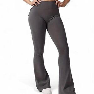 High-Waisted Gray Flare Pants